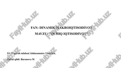 ochiq iqtisodiyot — PPTX