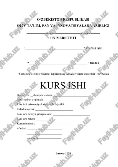 shaxsning o‘zini o‘zi kamol toptirishning subyektiv shart-sharoitlari — DOCX