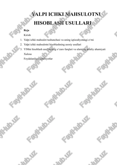 yalpi ichki mahsulotni hisoblash usullari — DOCX