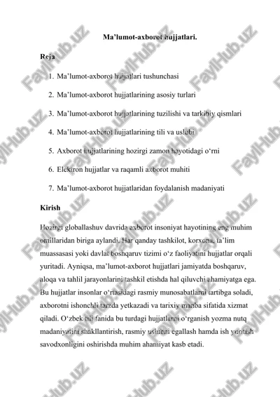 ma’lumot-axborot hujjatlari — DOCX