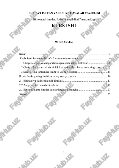 bir tomonli limitlar. ikkinchi ajoyib limit — DOCX