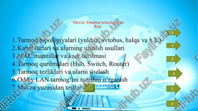 ethernet texnologiyasi — PPTX