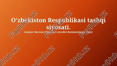 o'zbekiston respublikasi tashqi siyosati — PPTX