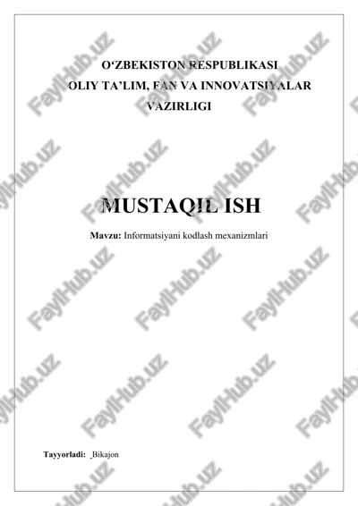 informatsiyani kodlash mexanizmlari — DOCX