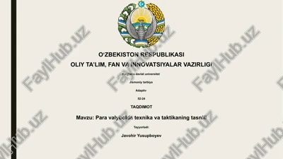para valybolda texnika va taktikaning tasnifi — PPTX