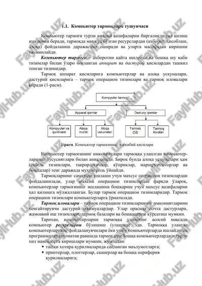 kompyuter tarmoqlari tushunchasi — DOCX