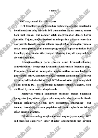 iot abaylarınıń klassifikaciyası — DOCX