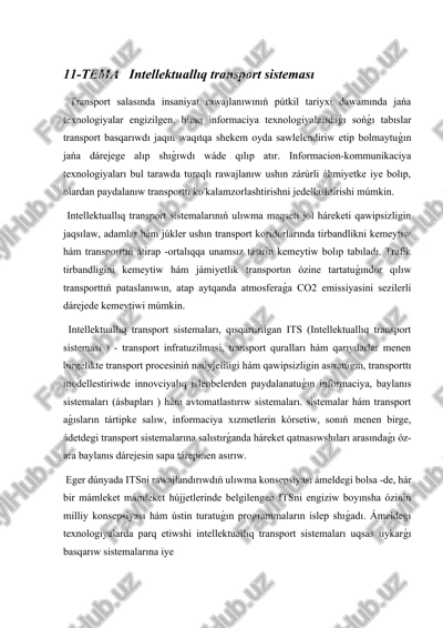 intellektuallıq transport sisteması — DOCX