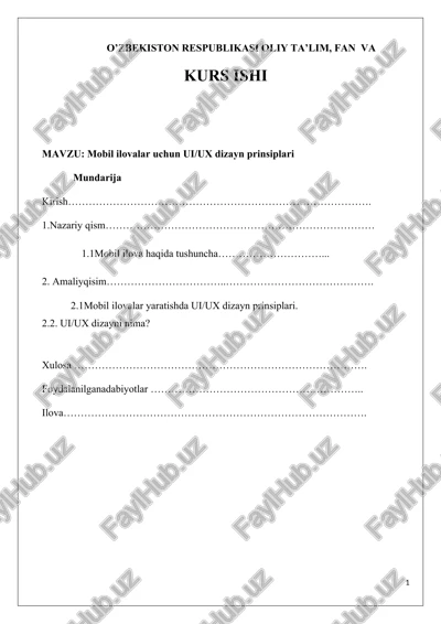mobil ilovalar uchun ui/ux dizayn prinsiplari — DOCX