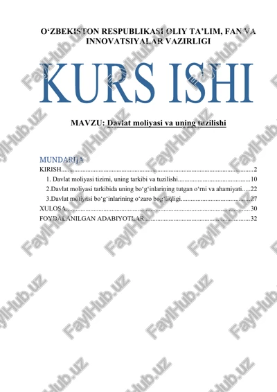 davlat moliyasi va uning tuzilishi — DOCX