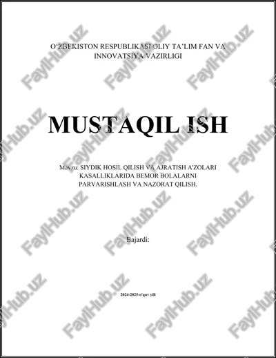 siydik hosil qilish tizimi kasalliklari — DOCX