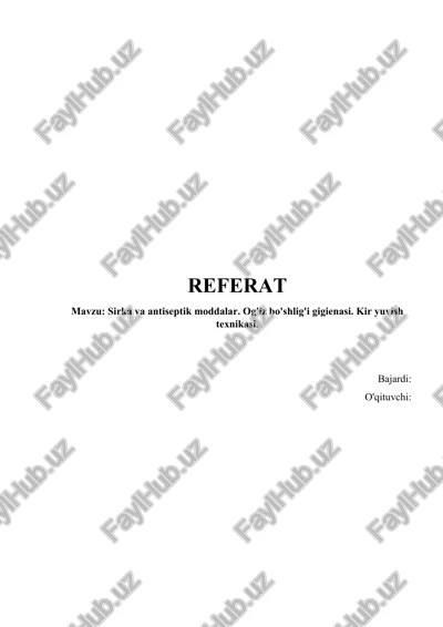 sirka va antiseptik mavzular — DOCX