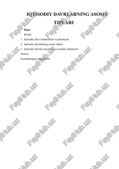 iqtisodiy davrlarning asosiy tiplari — DOCX
