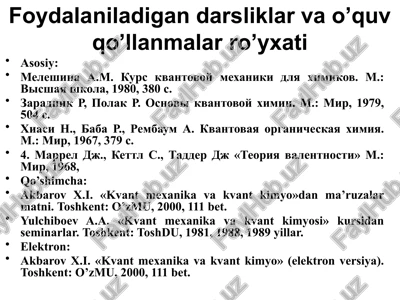 kurs kuantovoy mekhaniki dlya khimikov — PPTX