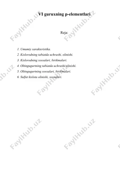 vi guruxning p-elementlari — DOC