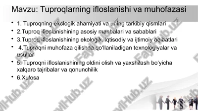 tuproqlarning ifloslanishi va muhofazasi — PPTX