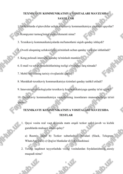 texnikaviy kommunikatsiya vositalari — DOCX
