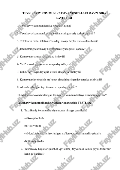 texnikaviy kommunikatsiya vositalari — DOCX