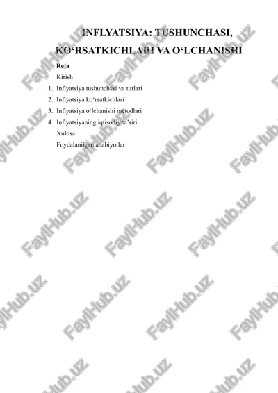 inflyatsiya: tushunchasi, ko‘rsatkichlari va o‘lchanishi — DOCX