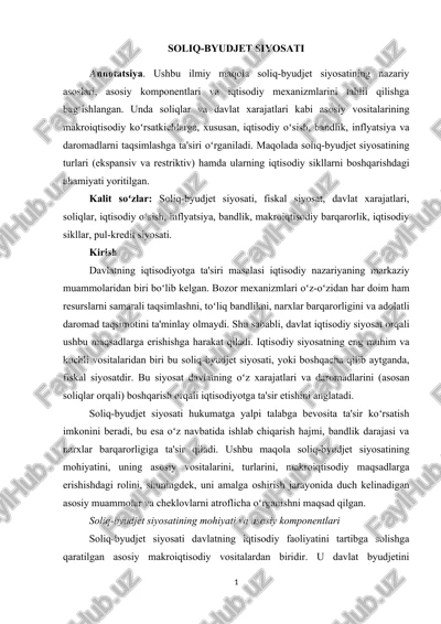 soliq-byudjet siyosati — DOCX