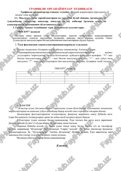grafikli organayzerlar texnikasi — DOC