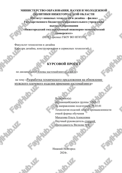 "kursovoy proekt po distsipline «osnovi kastomayzinga v odejde»" — DOCX