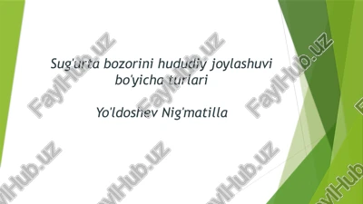 sug'urta bozorini hududiy joylashuvi bo'yicha turlari slayd — PPTX