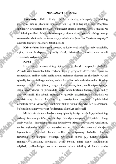 mintaqaviy siyosat — DOCX