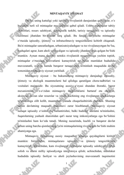 mintaqaviy siyosat — DOCX