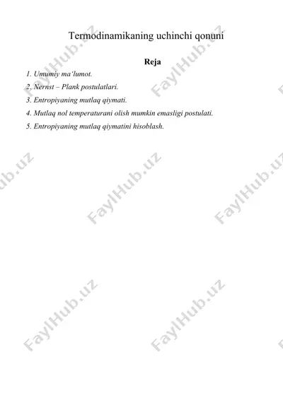termodinamikaning uchinchi qonuni — DOC