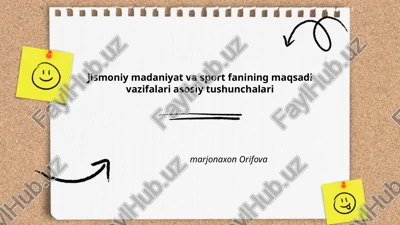 jismoniy madaniyat va sport fanining maqsadi vazifalari asosiy tushunchalari — PPTX