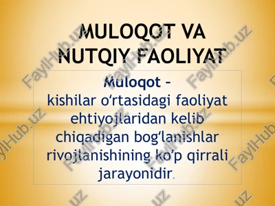 muloqot va nutqiy faoliyat — PPTX
