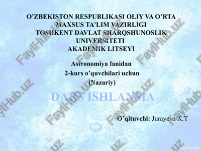 dars ishlanma o’qituvchi: jurayeva x.t — PPTX