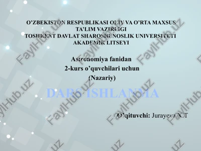 dars ishlanma astronomiyada uzunlik o'lchov birliklari — PPTX