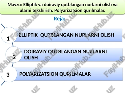 elliptik vadoiraviy qutblangan nurlarni olish — PPTX