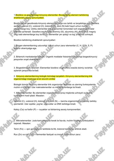 biogen elementlar haqida batafsil — PDF