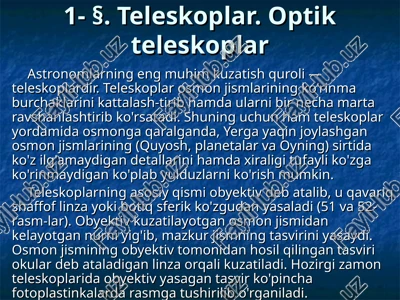 teleskoplar. optik teleskoplar — PPT