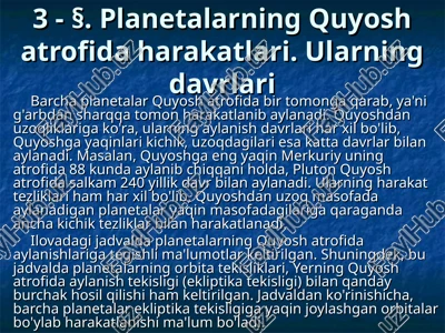 planetalar quyosh atrofida harakatlari — PPT
