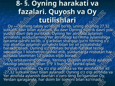 oyning harakati va fazalari — PPT