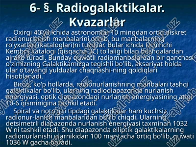radiogalaktikalar. kvazarlar — PPT