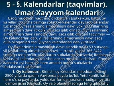 oy kalendarlari — PPT