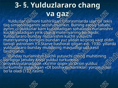 yulduzlararo chang va gaz — PPT