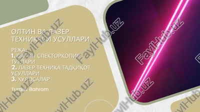 oltin va lazer texnikasi usullari — PDF