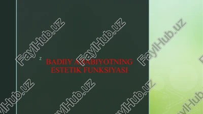 badiiy adabiyotning estetik funksiyasi — PPTX
