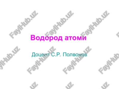 vodorod atomi — PPT