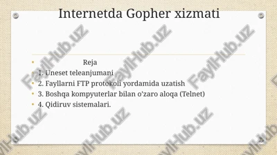 internetda gopher xizmati — PPTX