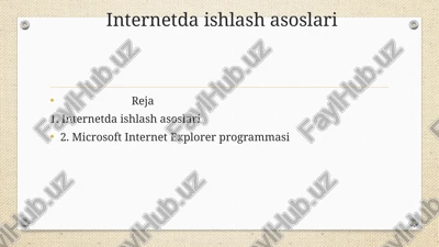 internetda ishlash asoslari ko'nikmalari — PPTX