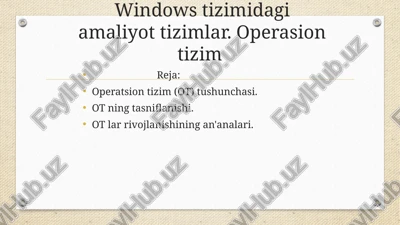 windows tizimidagi amaliyot tizimlar. operasion tizim — PPTX