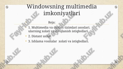 windowsning multimedia imkoniyatlari — PPTX