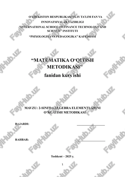 2-sinfda algebra elementlarini oʻrgatish metodikasi — DOCX